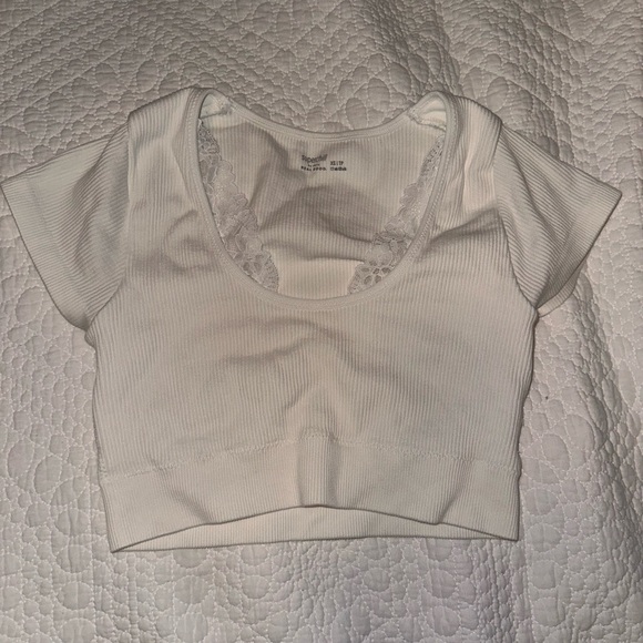 aerie Tops - Aerie Women's White Lace Trim Top